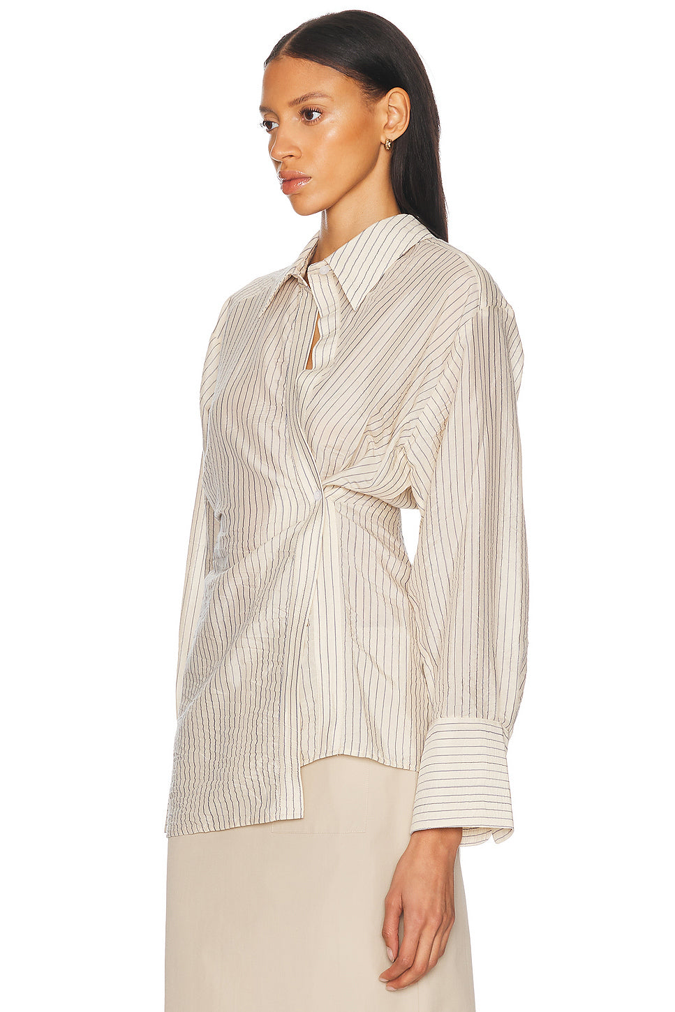 Asymmetric Waisted Striped Shirt