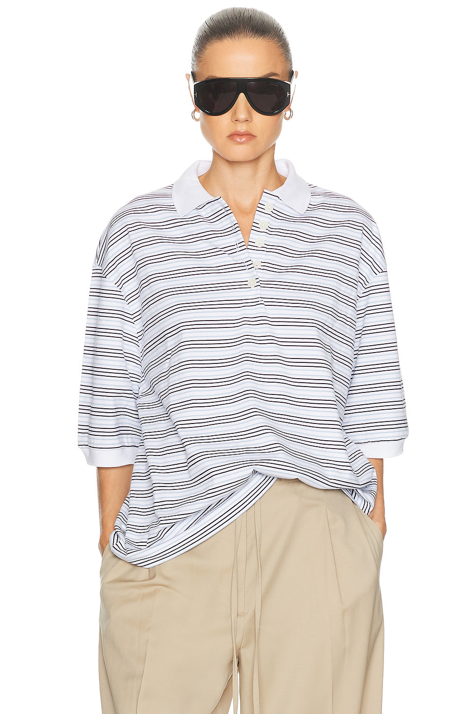 Striped Oversized Polo Top