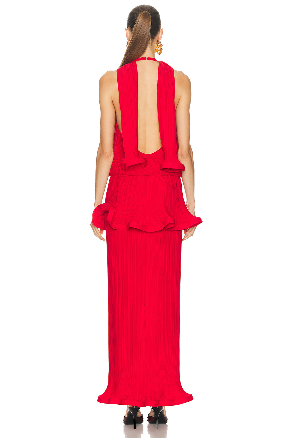 Plunge Neck Long Dress