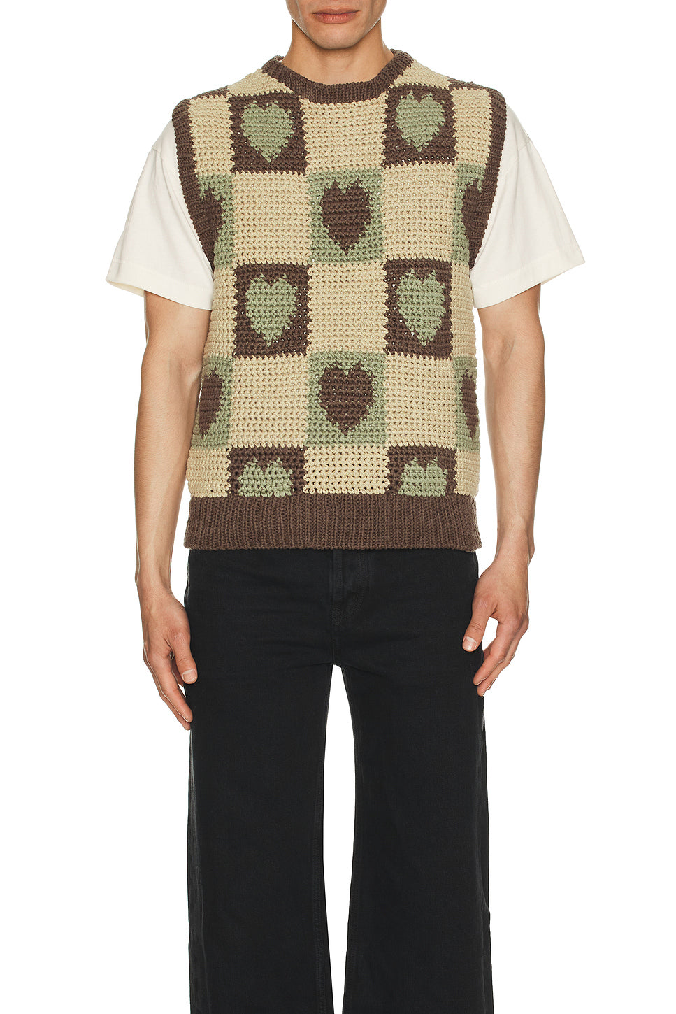 Crochet Knit Heart Vest
