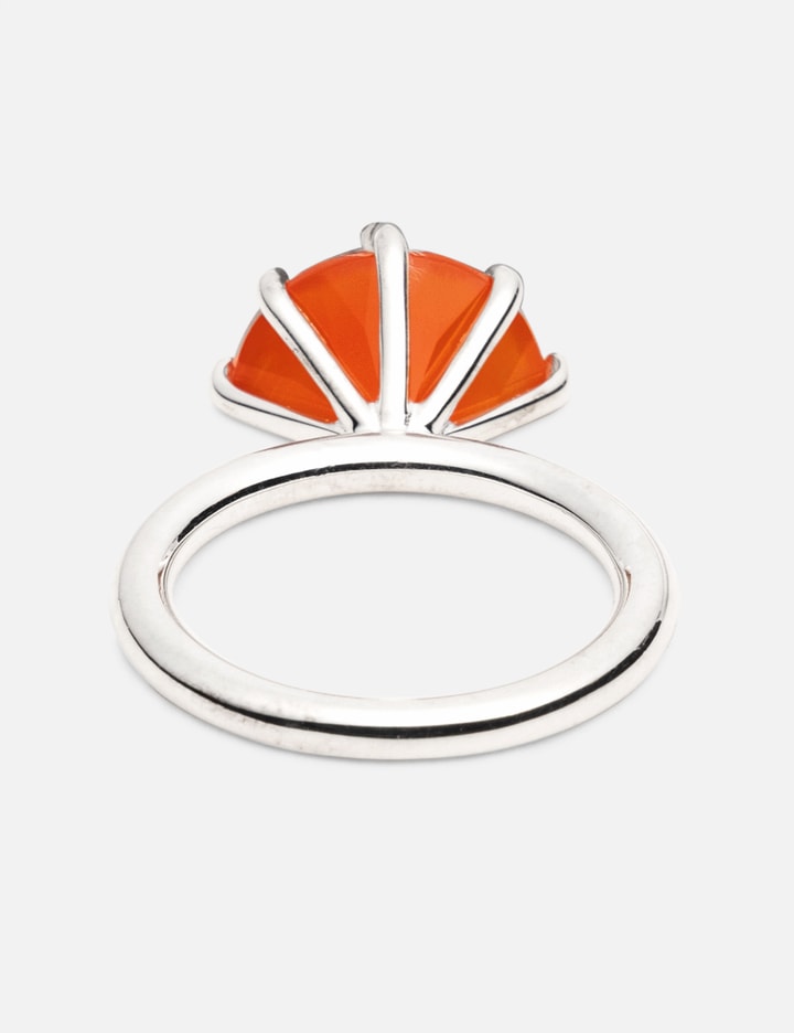 Half Cut Carnelian Ring In Silver