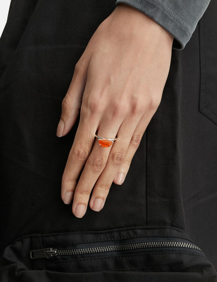 Half Cut Carnelian Ring In Silver