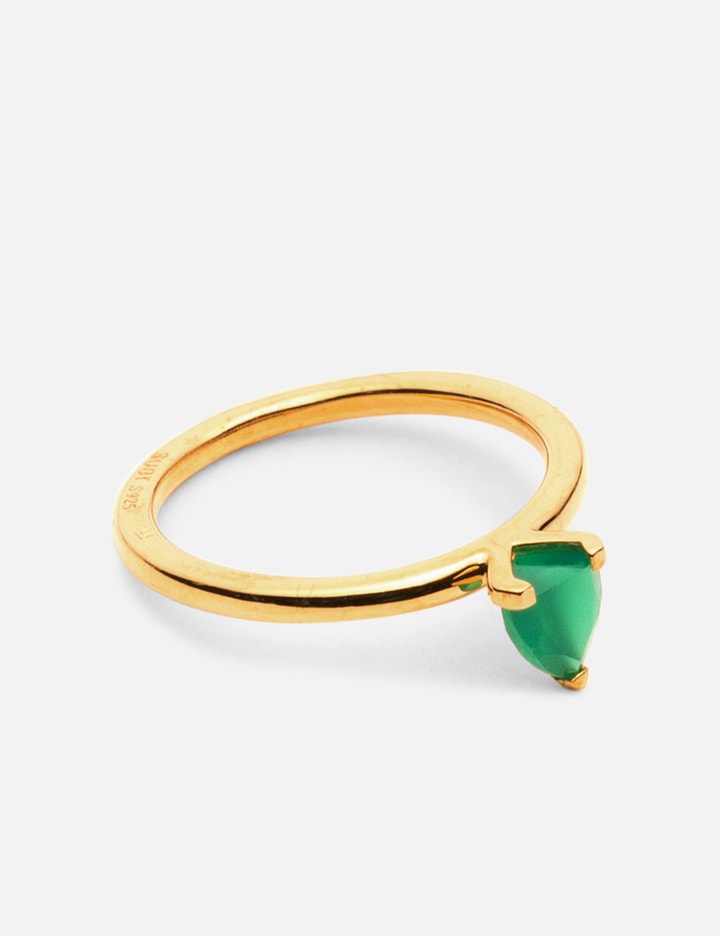 Half Cut Mini Green Chalcedony Ring