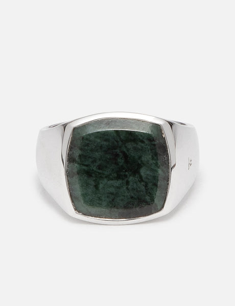 Cushion Green Marble Ring