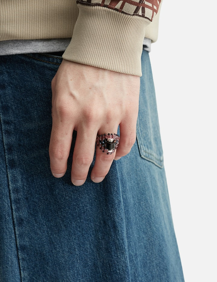 Needles x Tie A Knot Square Crystal Beads Ring