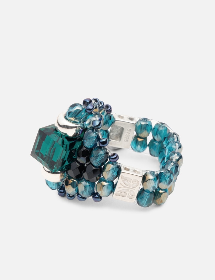 Needles x Tie A Knot Square Crystal Beads Ring