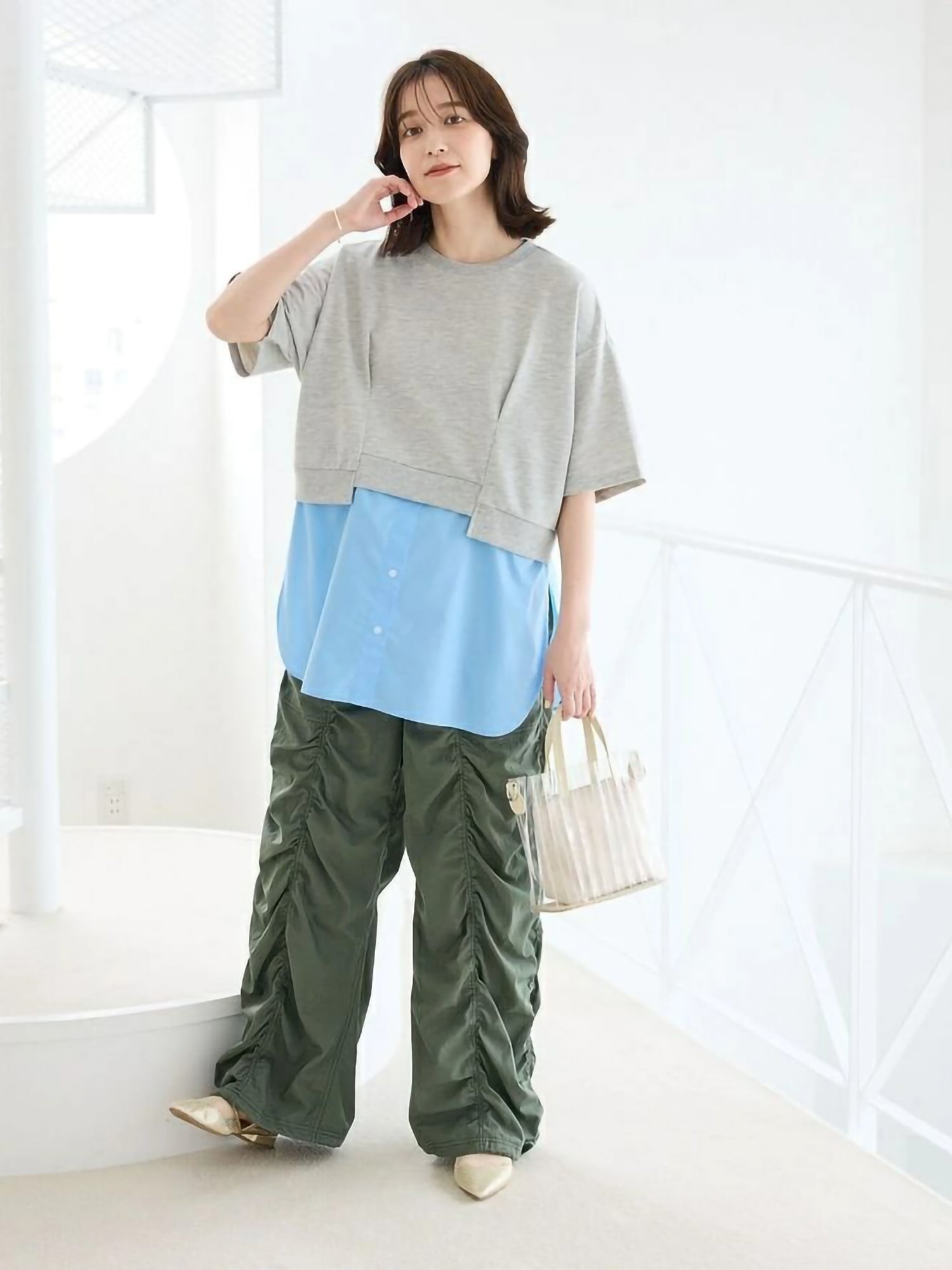 Ritsuka Hem-Tucked Mini Fleece Shirt
