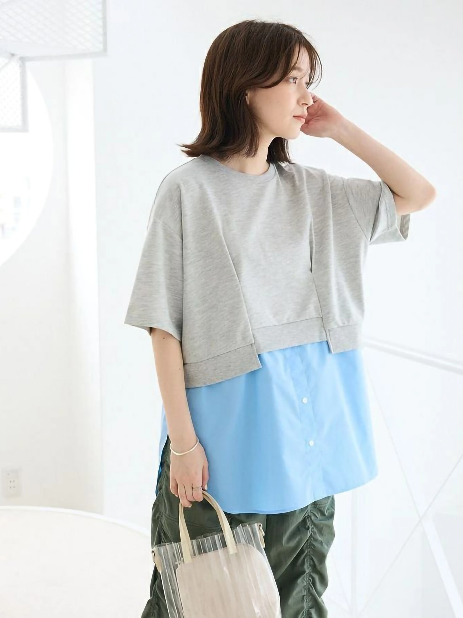 Ritsuka Hem-Tucked Mini Fleece Shirt