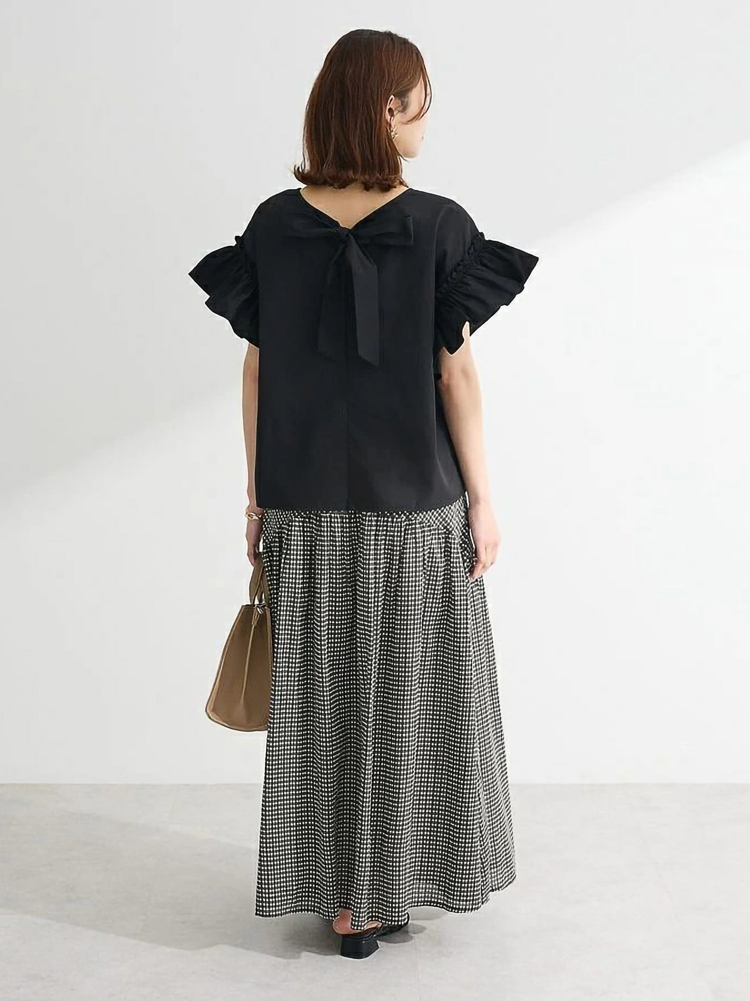 Ryota Gathered Skirt With Round Panel Pattern