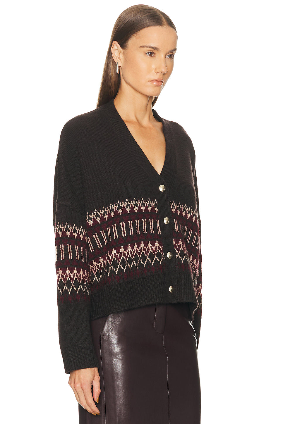 Elliot B Boxy Cropped Fairisle Cardigan