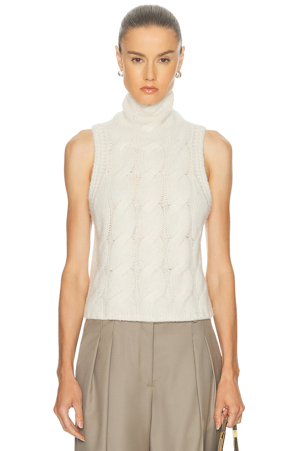 Salvia Sleeveless Cable Turtleneck Sweater