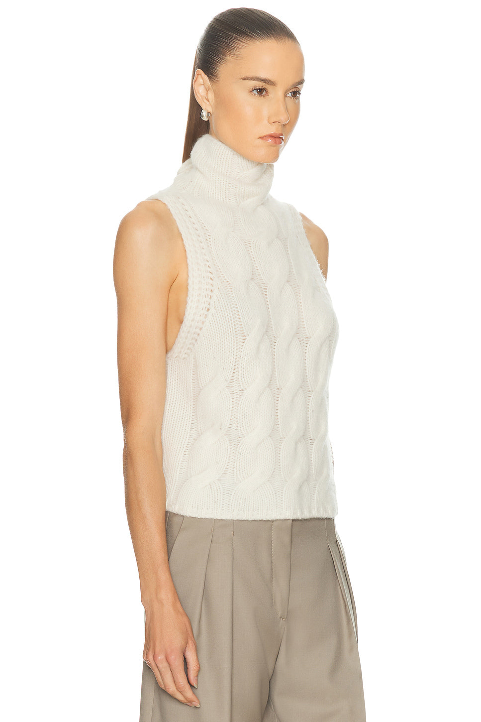 Salvia Sleeveless Cable Turtleneck Sweater