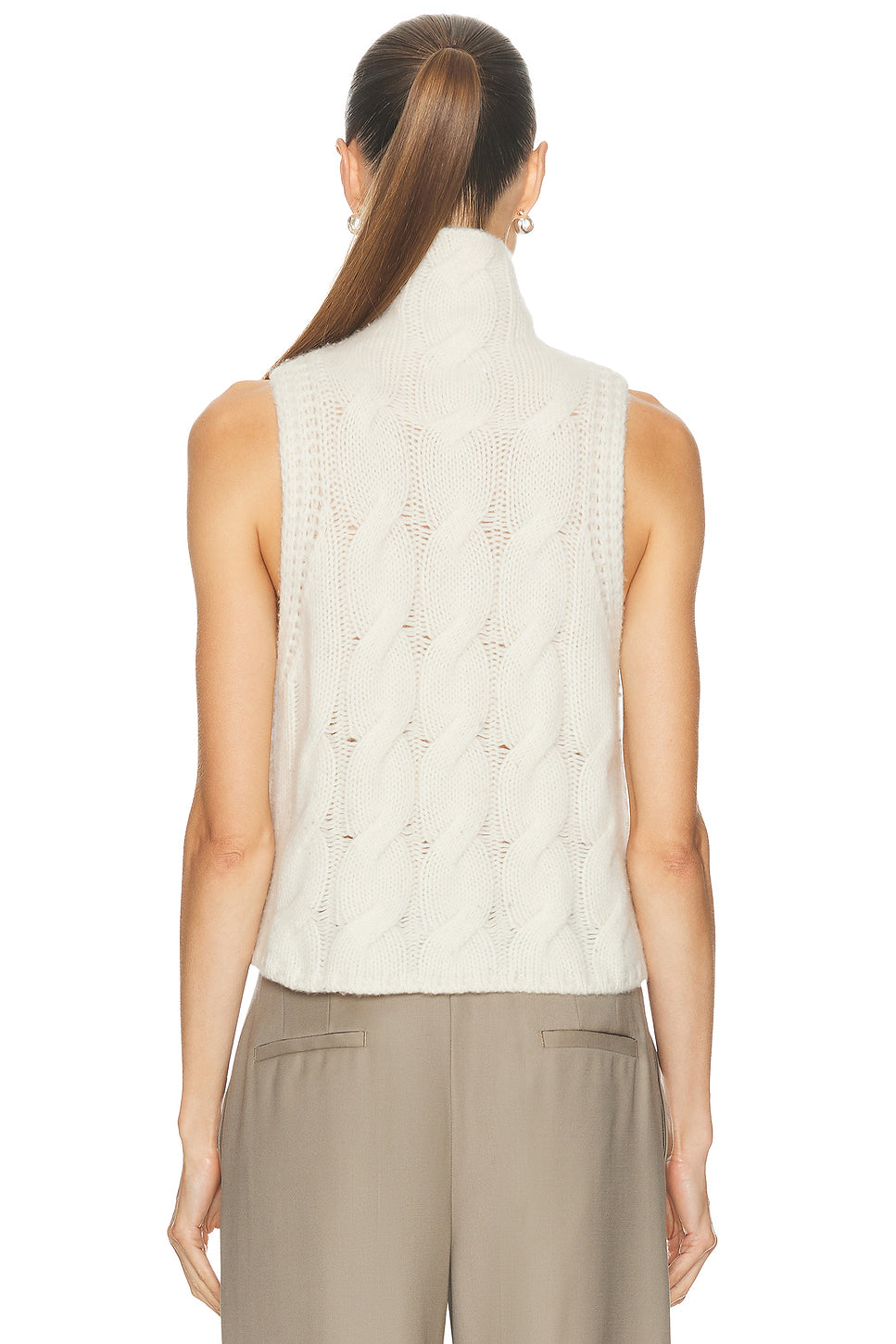 Salvia Sleeveless Cable Turtleneck Sweater