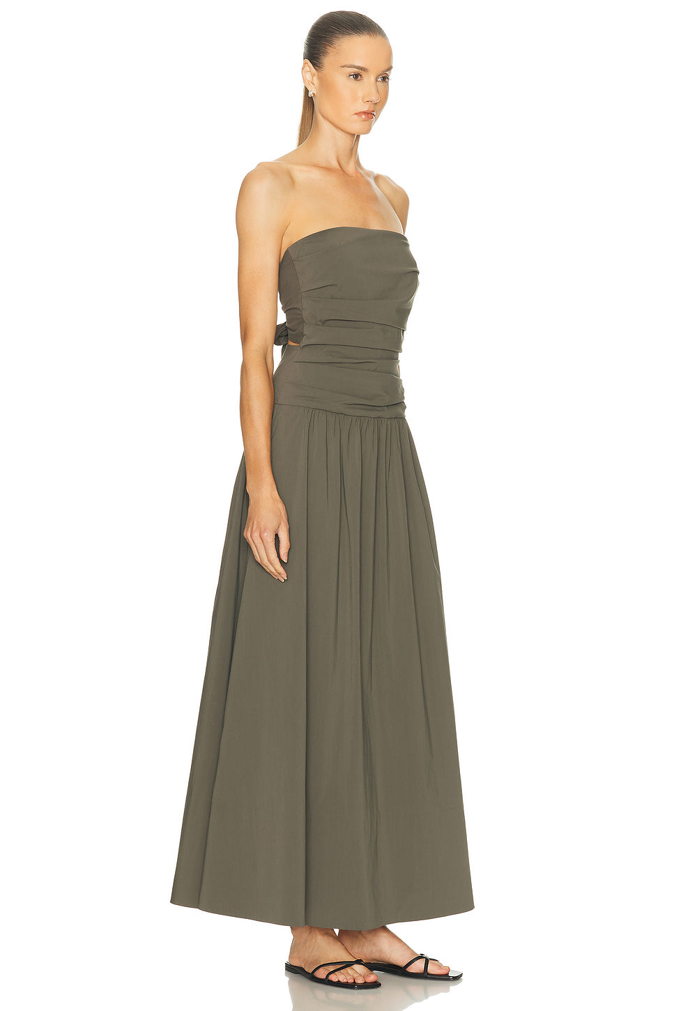 Gathered Strapless Tie Back Dress