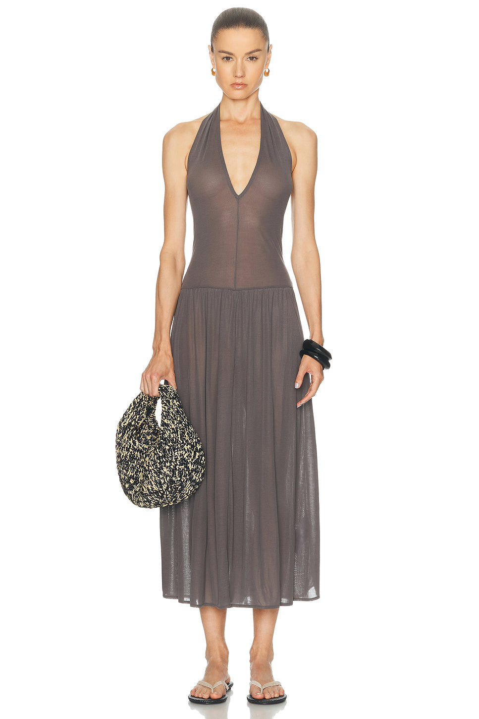 Fluid Jersey Halter Dress