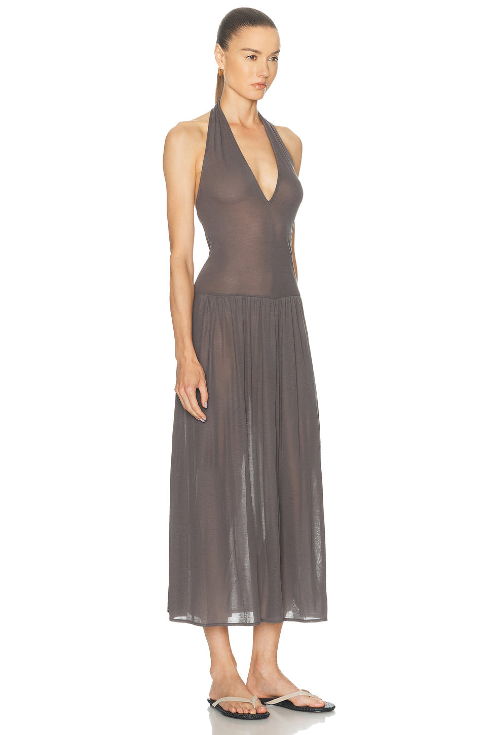 Fluid Jersey Halter Dress