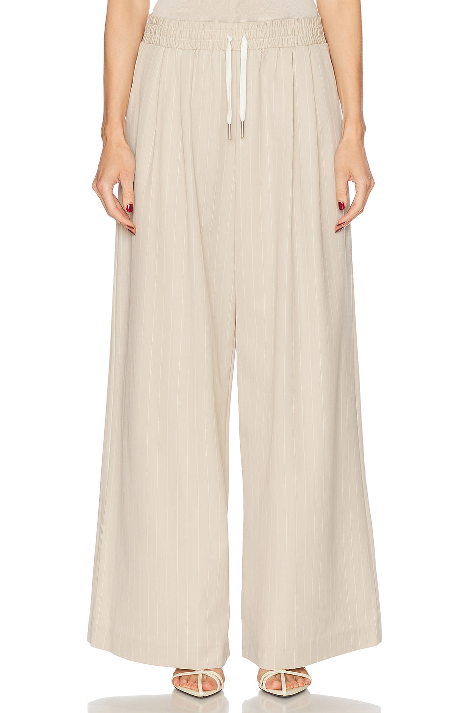 Pinstripe Wool Drawstring Pant