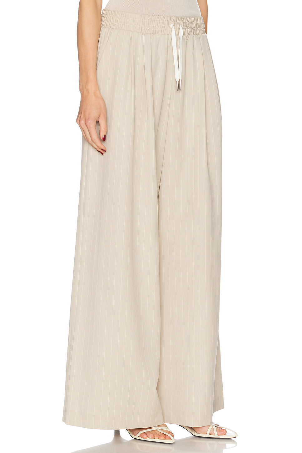 Pinstripe Wool Drawstring Pant
