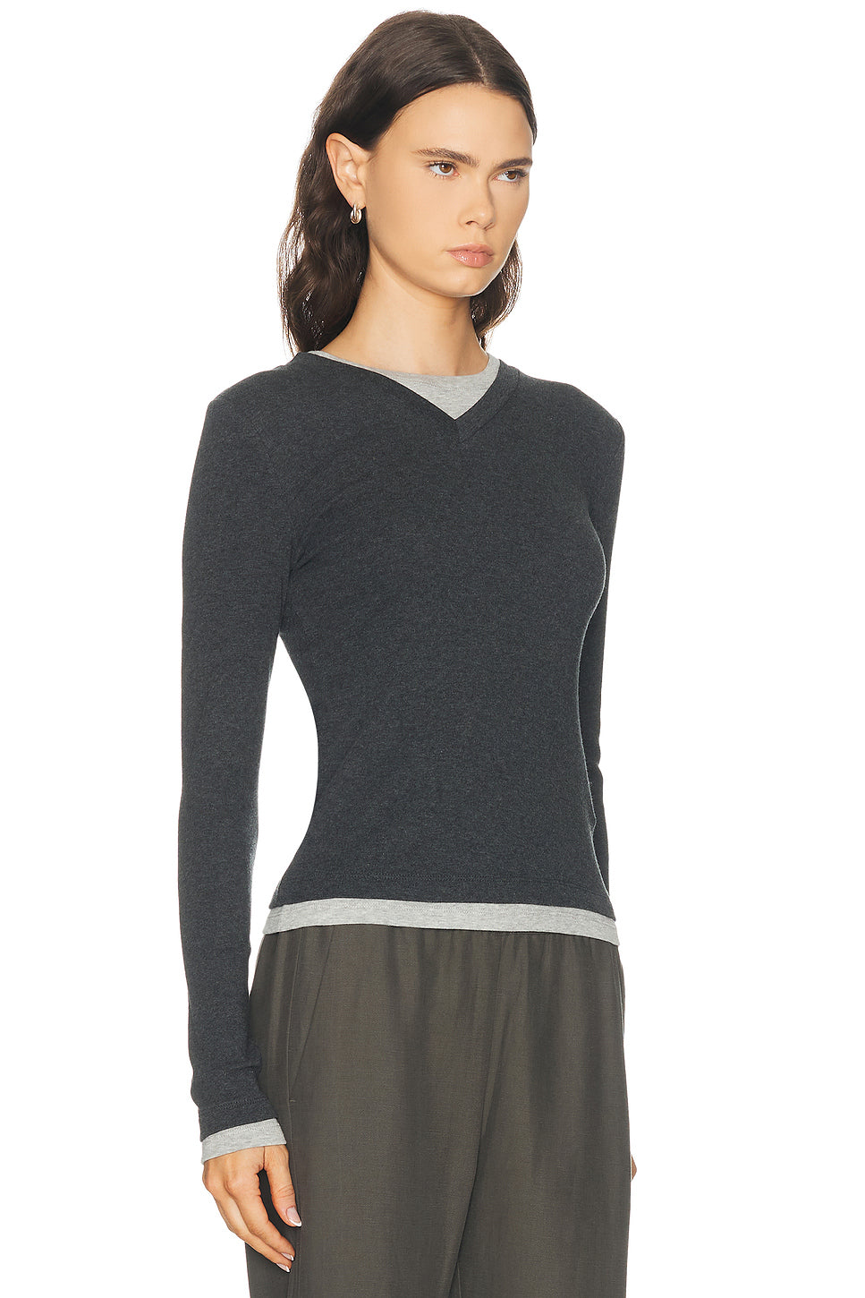 Organic Cotton V Neck Long Sleeve Top