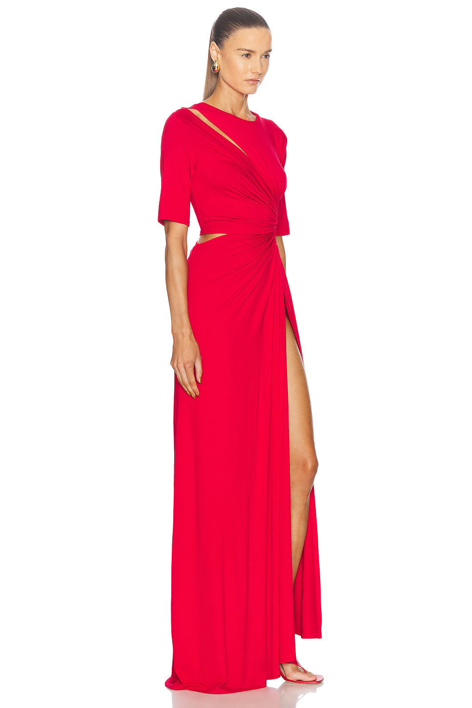 Gathered Slit Maxi Dress