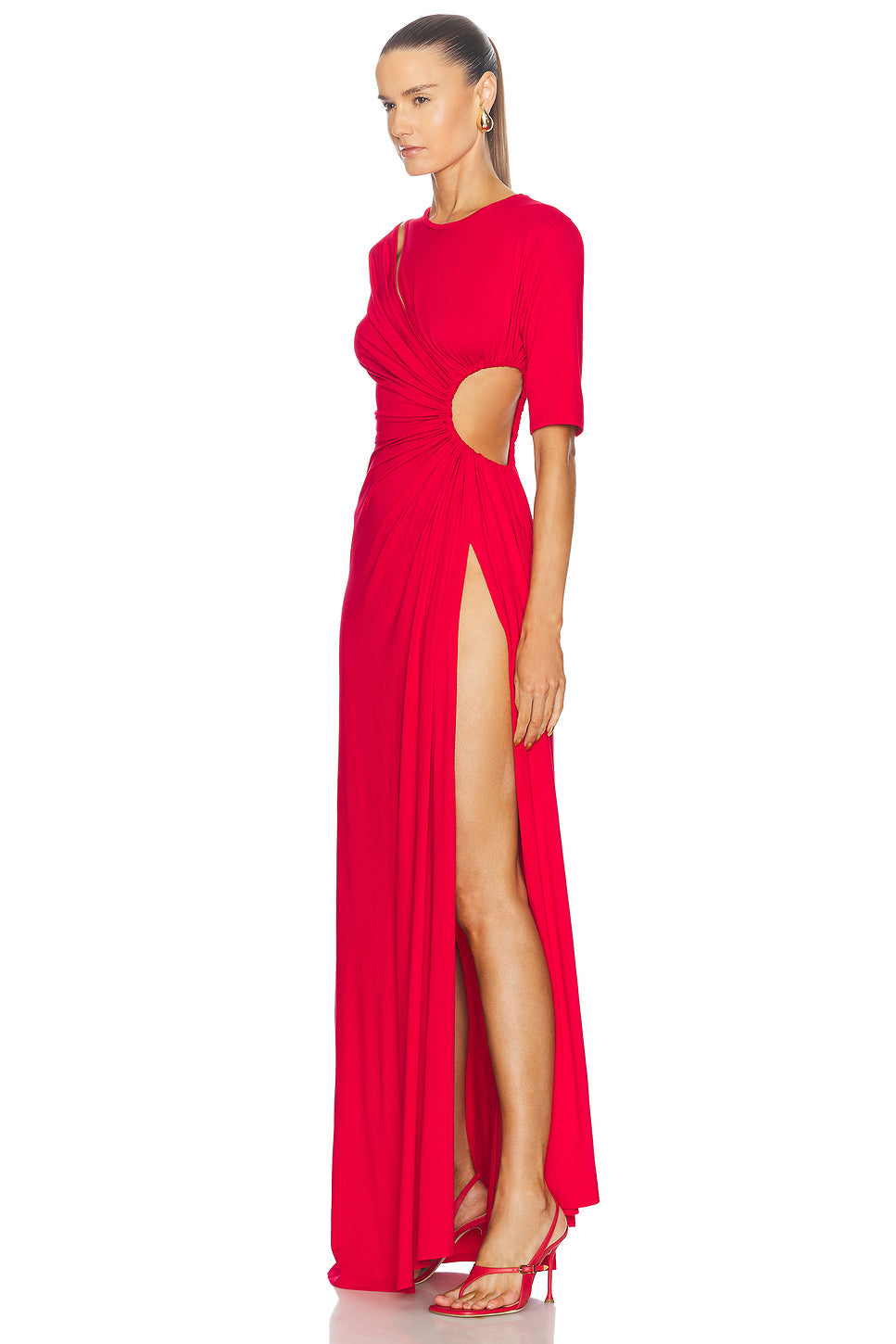 Gathered Slit Maxi Dress