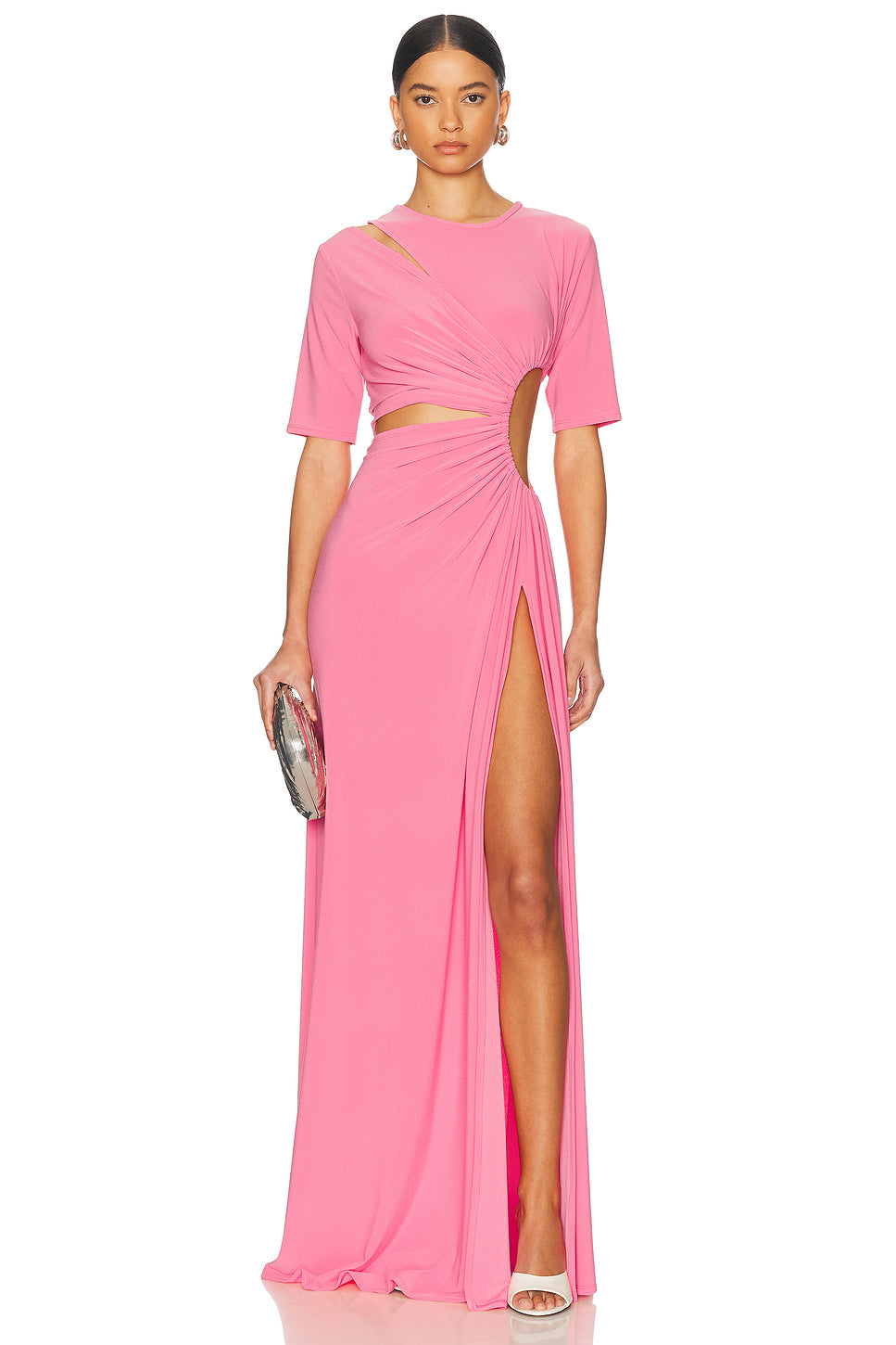 Gathered Slit Maxi Dress