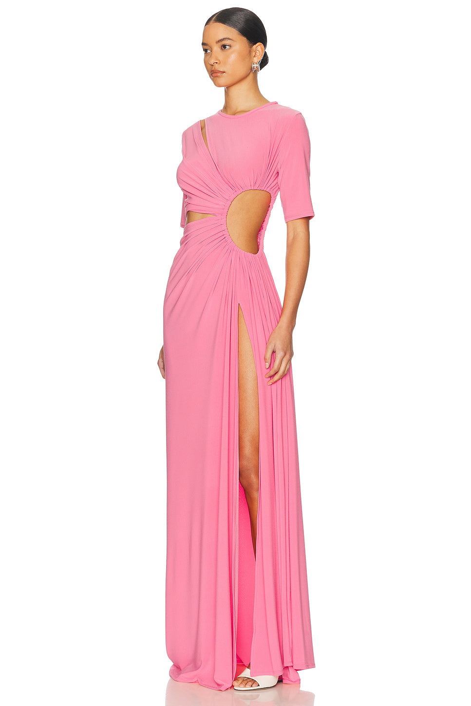Gathered Slit Maxi Dress