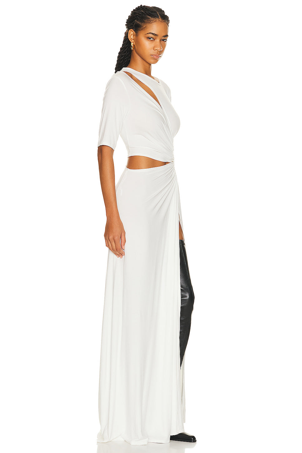 Gathered Slit Maxi Dress