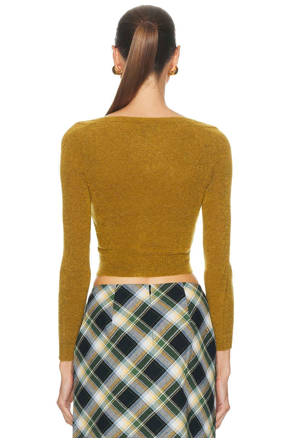 Wide Round Neck Fitted Cardigan