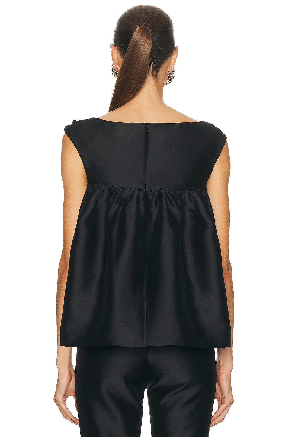 Notched Fluffy Sleeveless Top