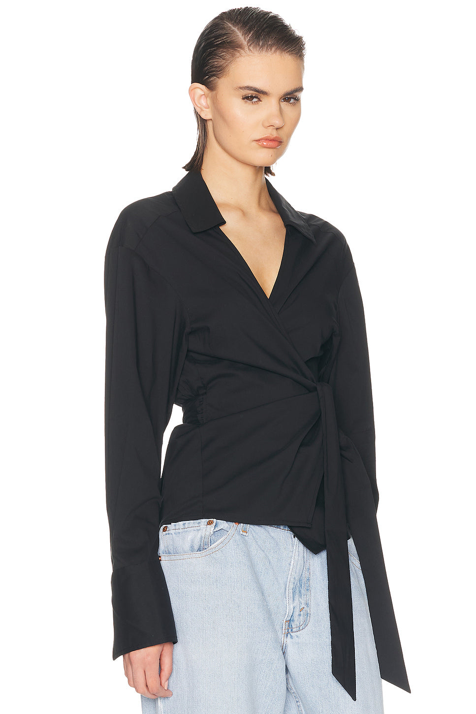 Anya Poplin Wrap Top