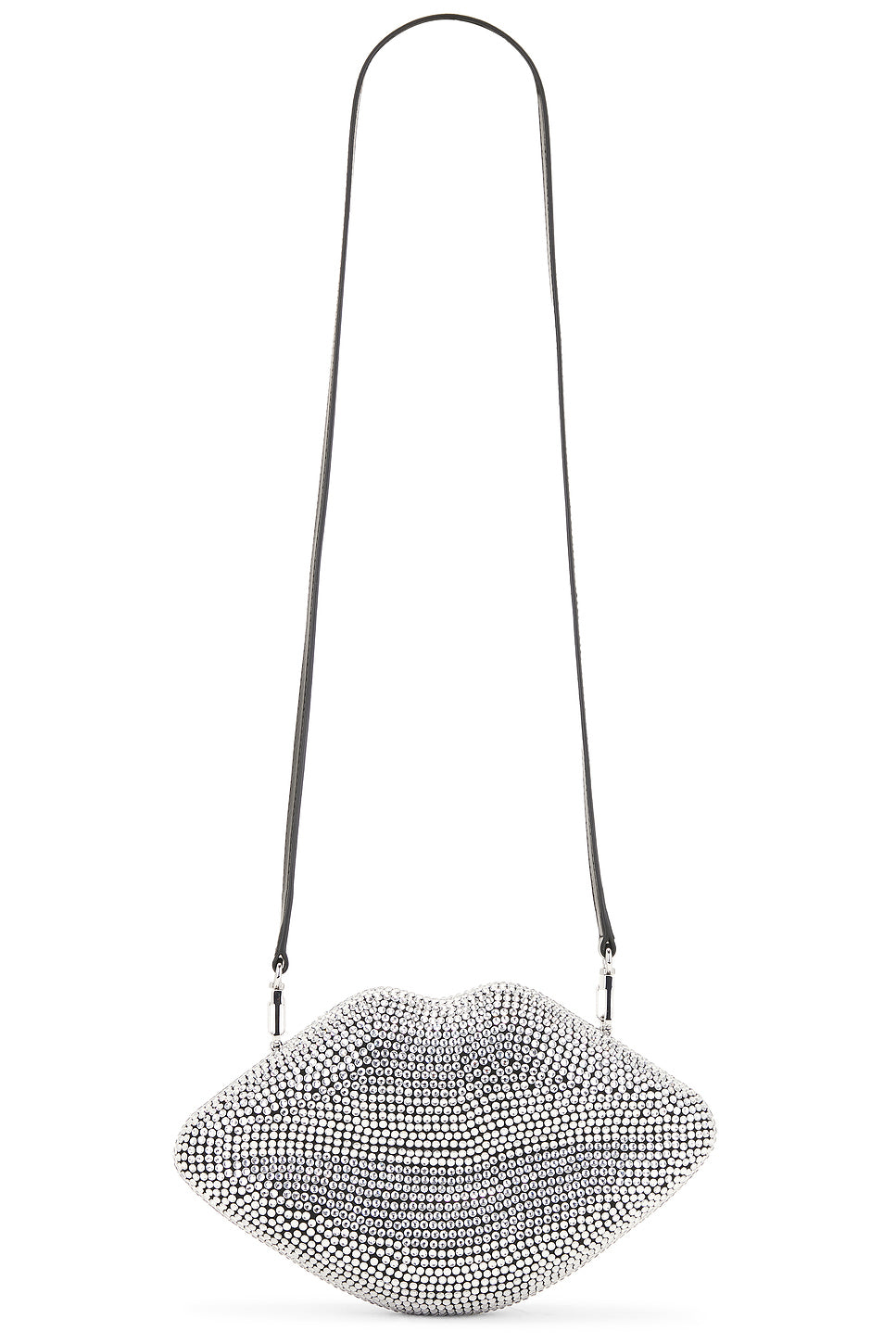 Crystal Lip Clutch in Black & Clear