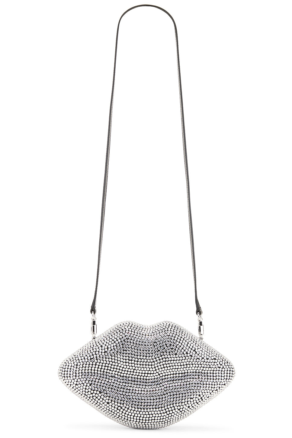 Crystal Lip Clutch in Black & Clear