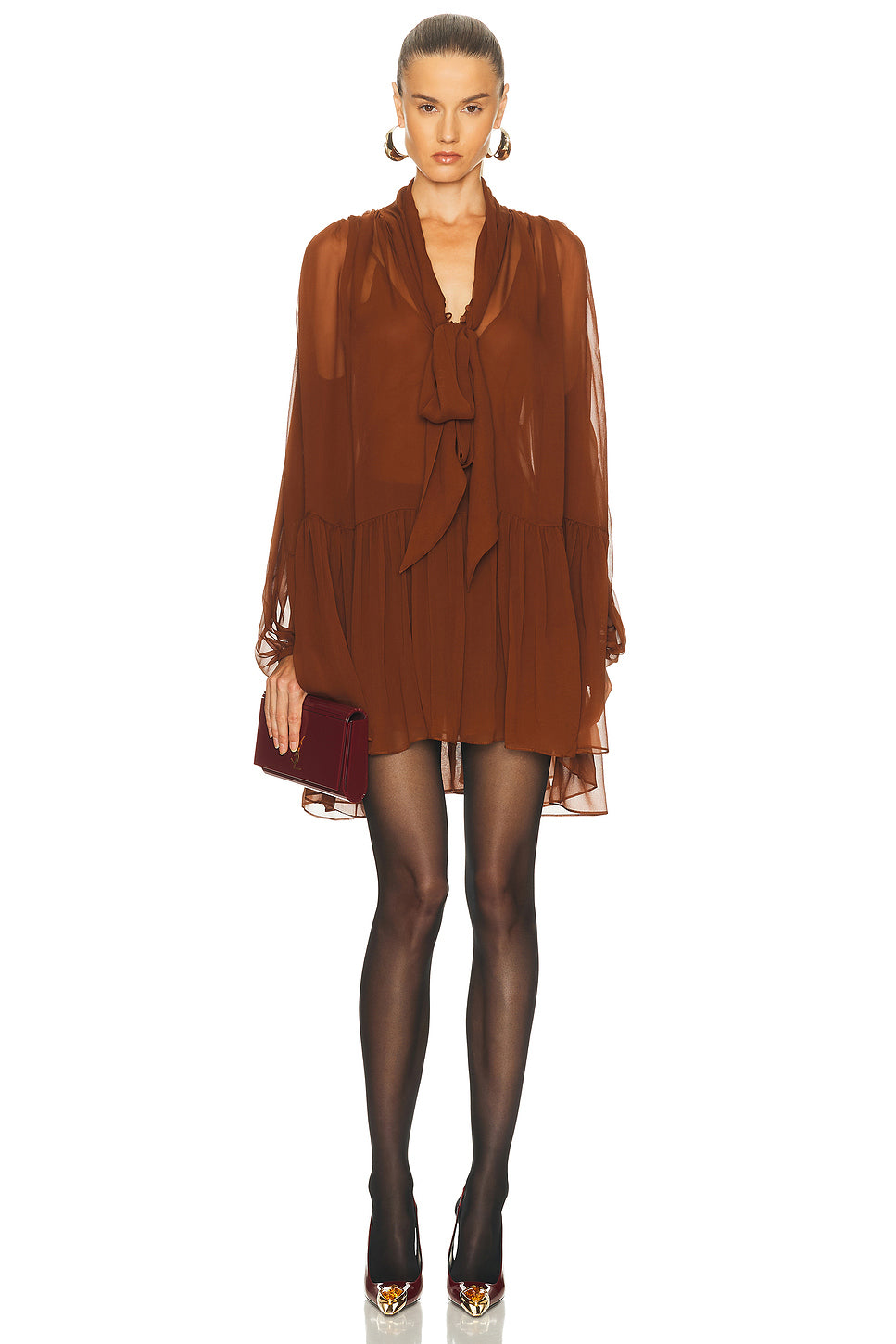 Sheer Long Sleeve Mini Dress