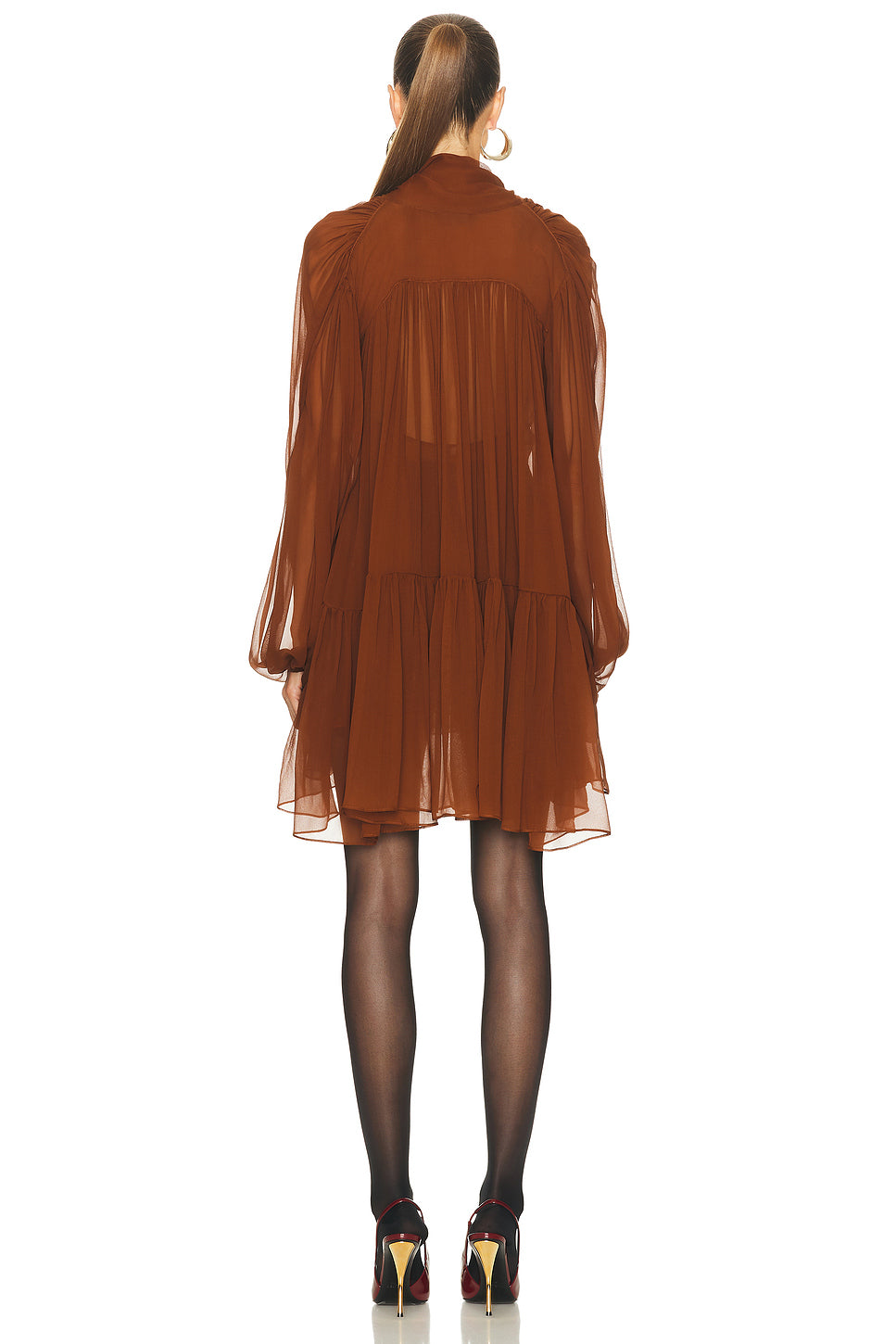 Sheer Long Sleeve Mini Dress