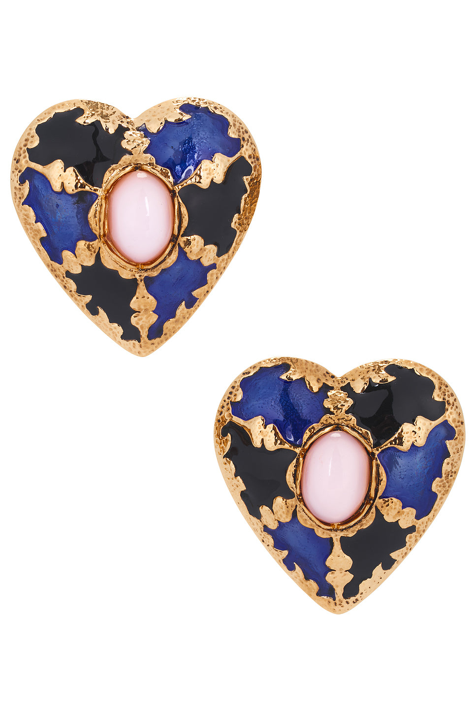 Harlequin Cabochons Heart Earrings