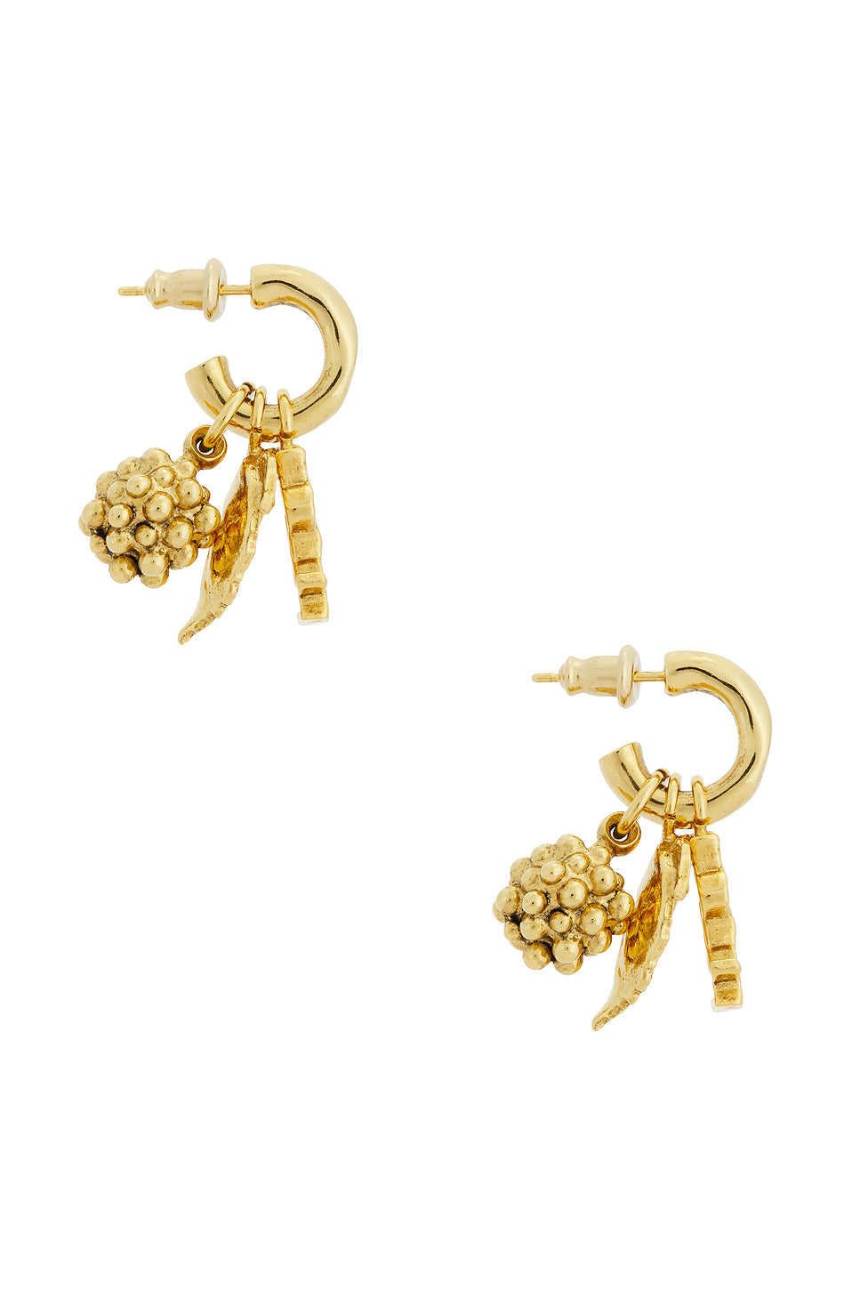 YSL Leaf & Mulberry Charm Hoop Earrings
