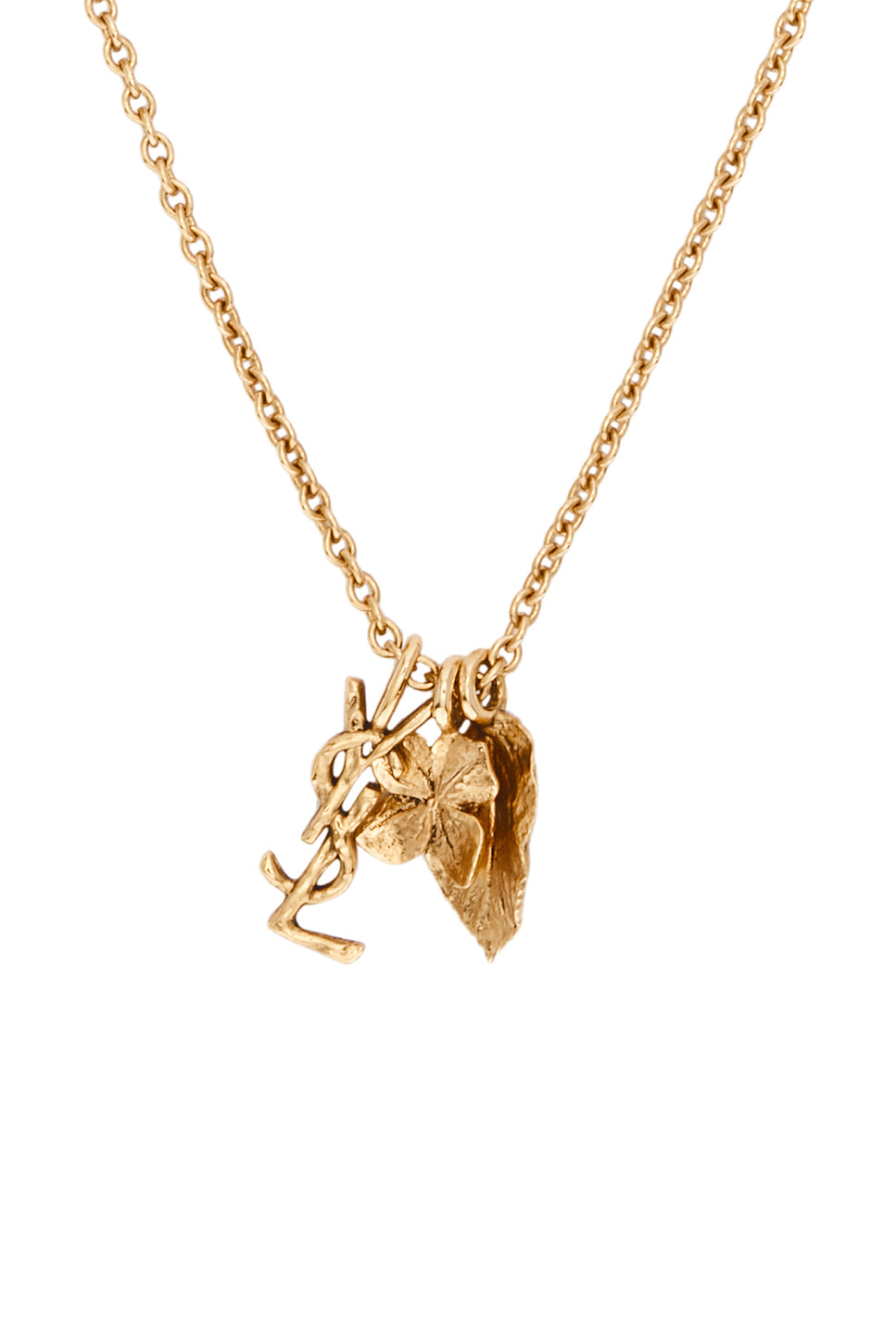 YSL Leave & Hydrangea Charm Necklace