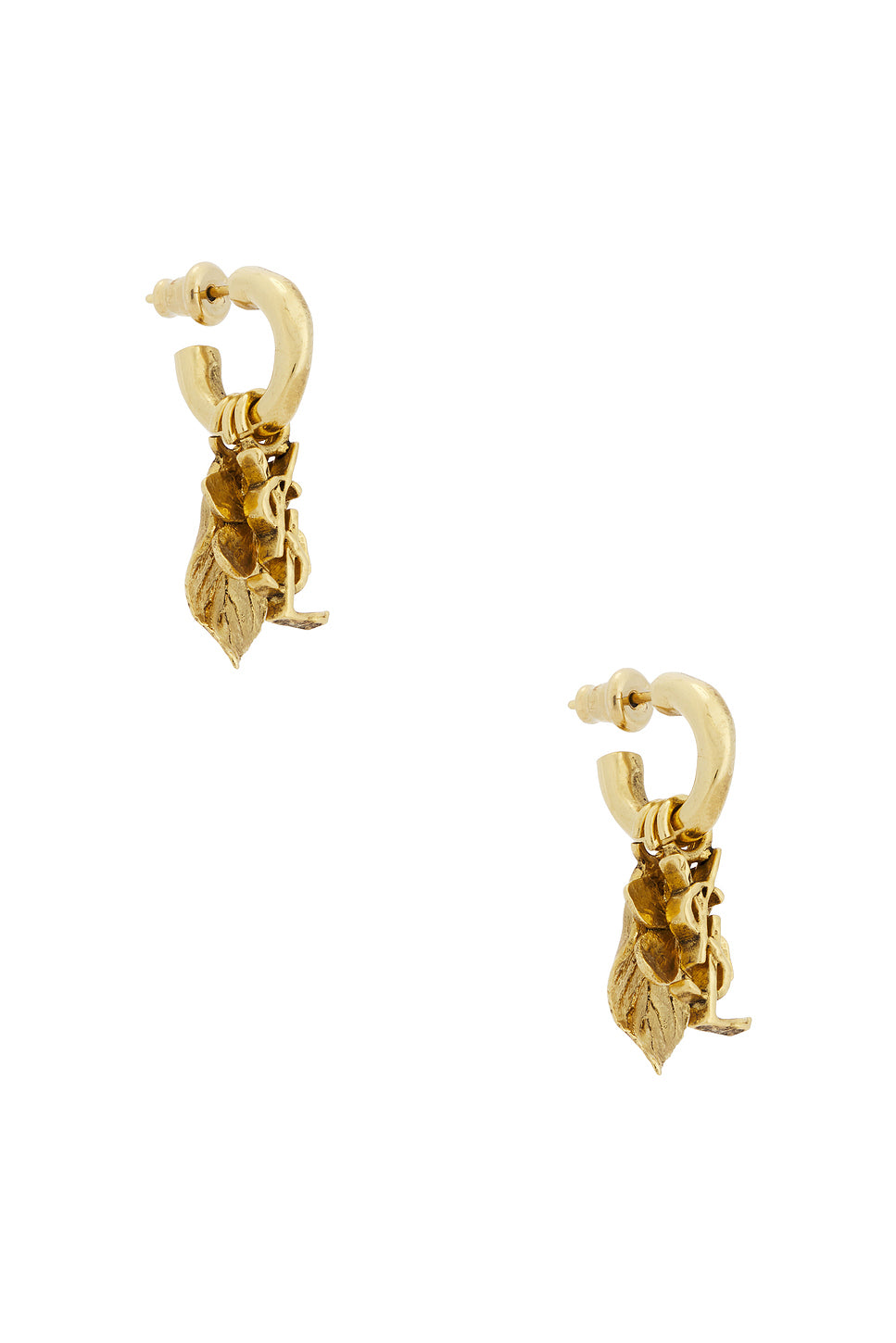 YSL Leave & Hydrangea Charm Hoop Earrings