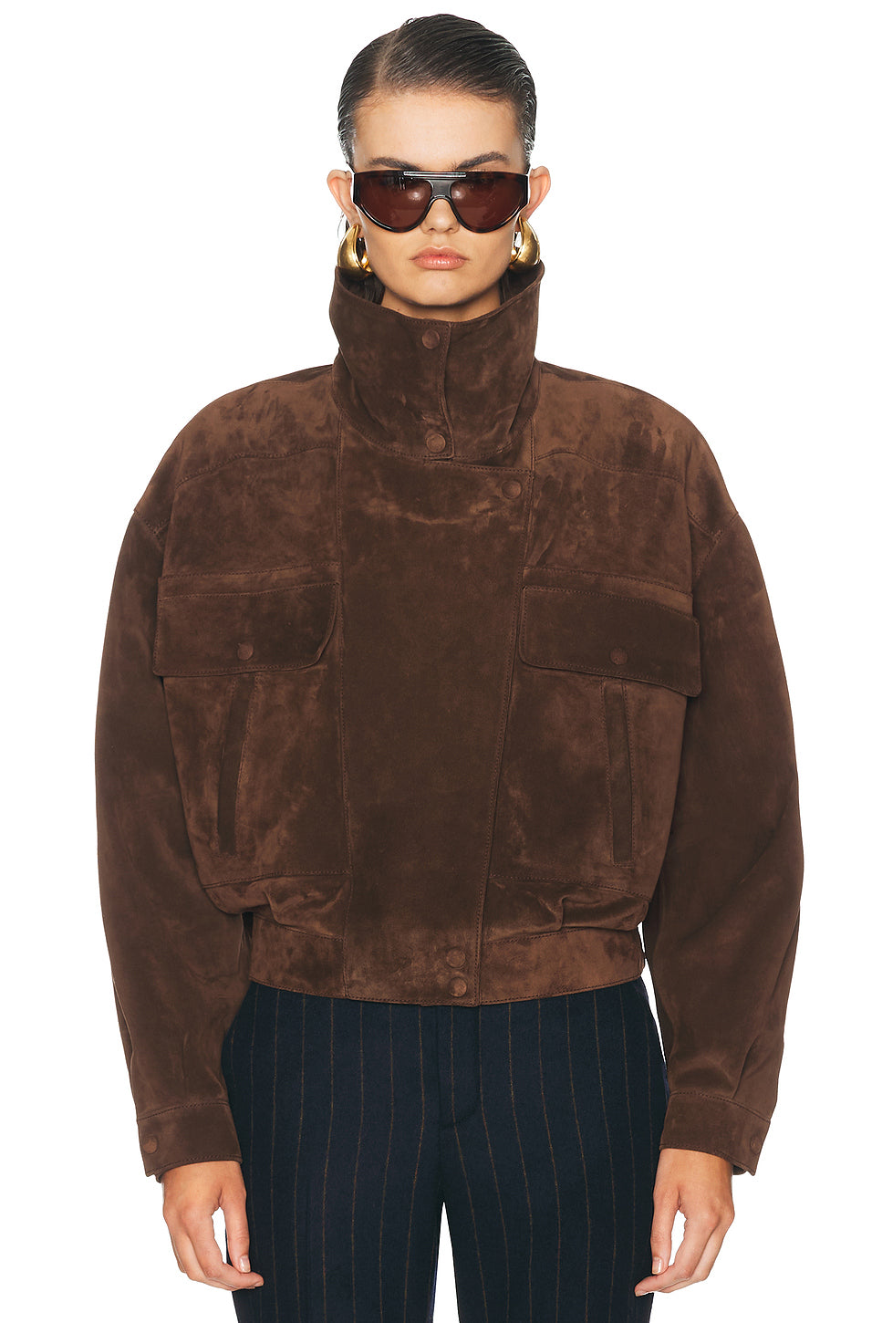 Suede Funnel Neck Jacket