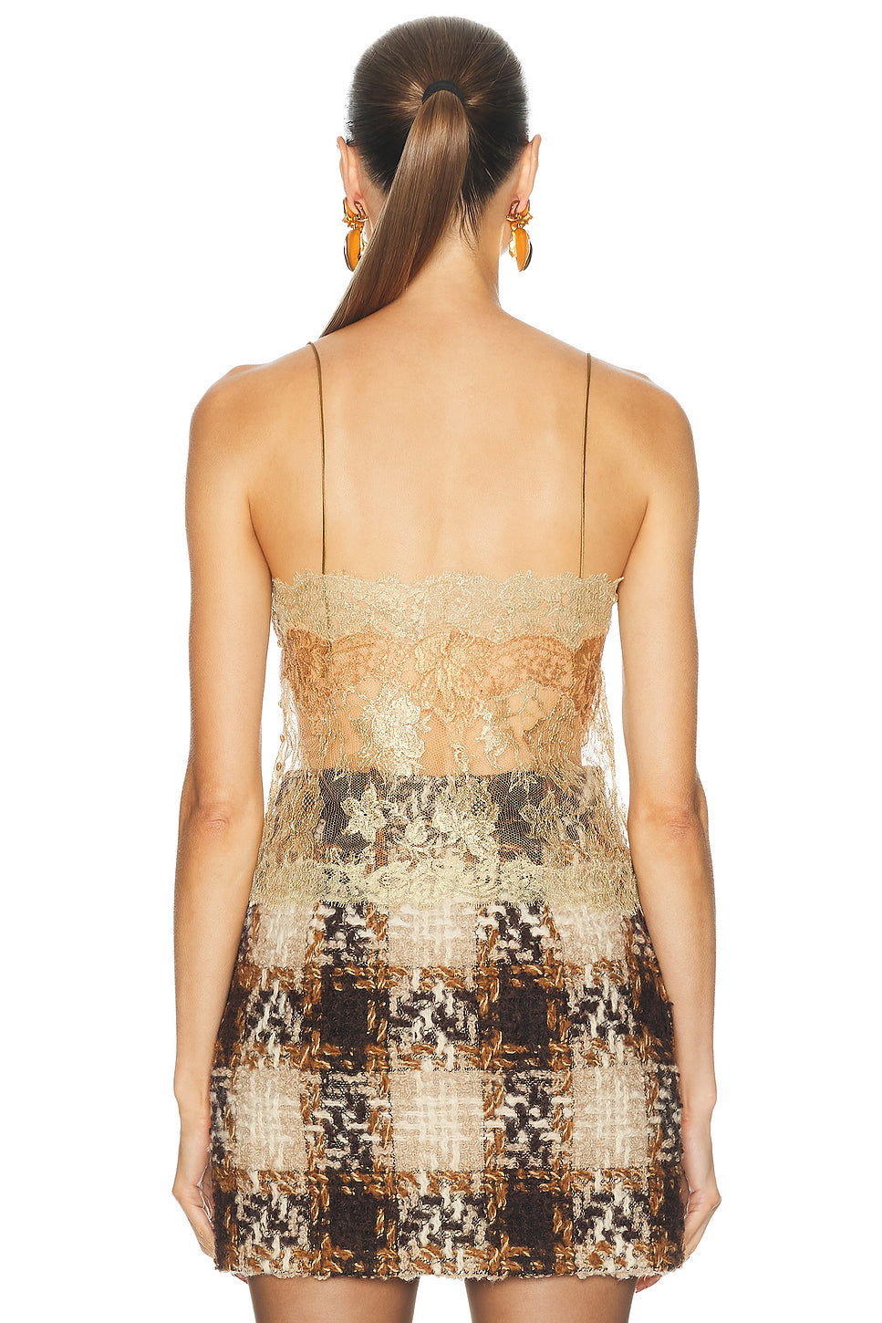 Metallic Floral Sheer Lace Top