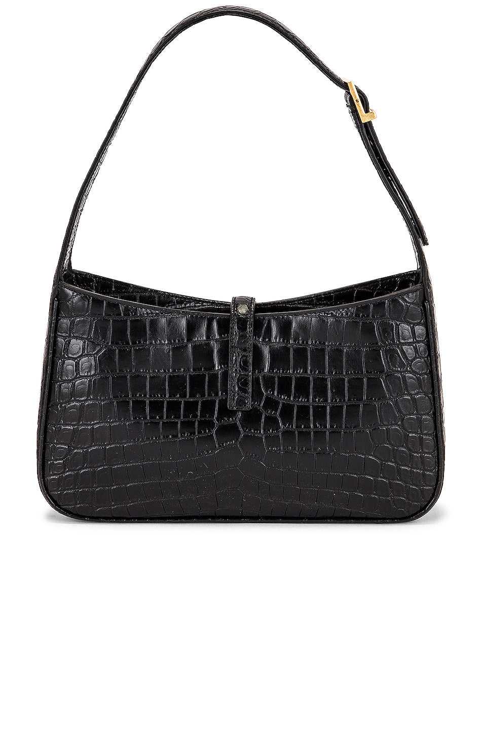 Le 5 A 7 Embossed Croc Hobo Bag in Nero & Brick