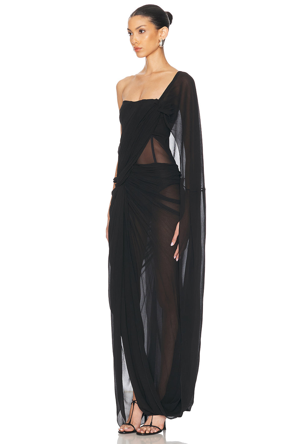Creponne Asymmetric Drape Maxi Dress