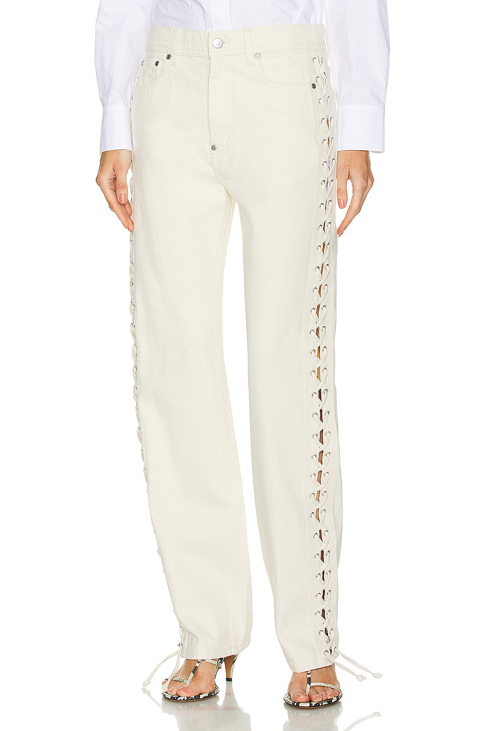 Lacing Straight Leg Jeans
