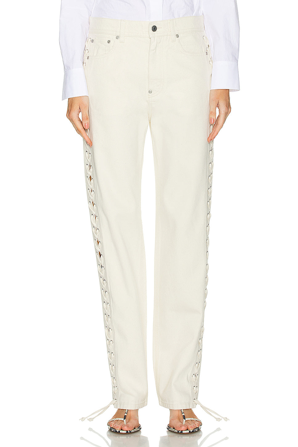 Lacing Straight Leg Jeans