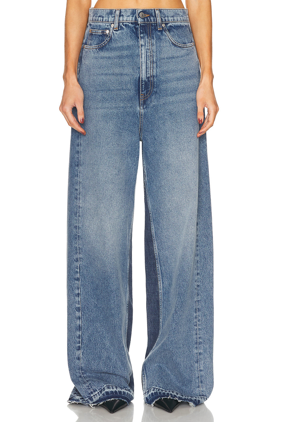 Paneled Wide Leg Jeans