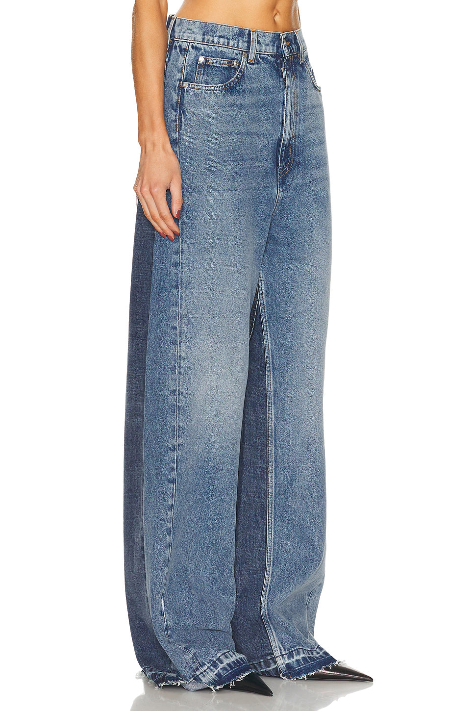 Paneled Wide Leg Jeans