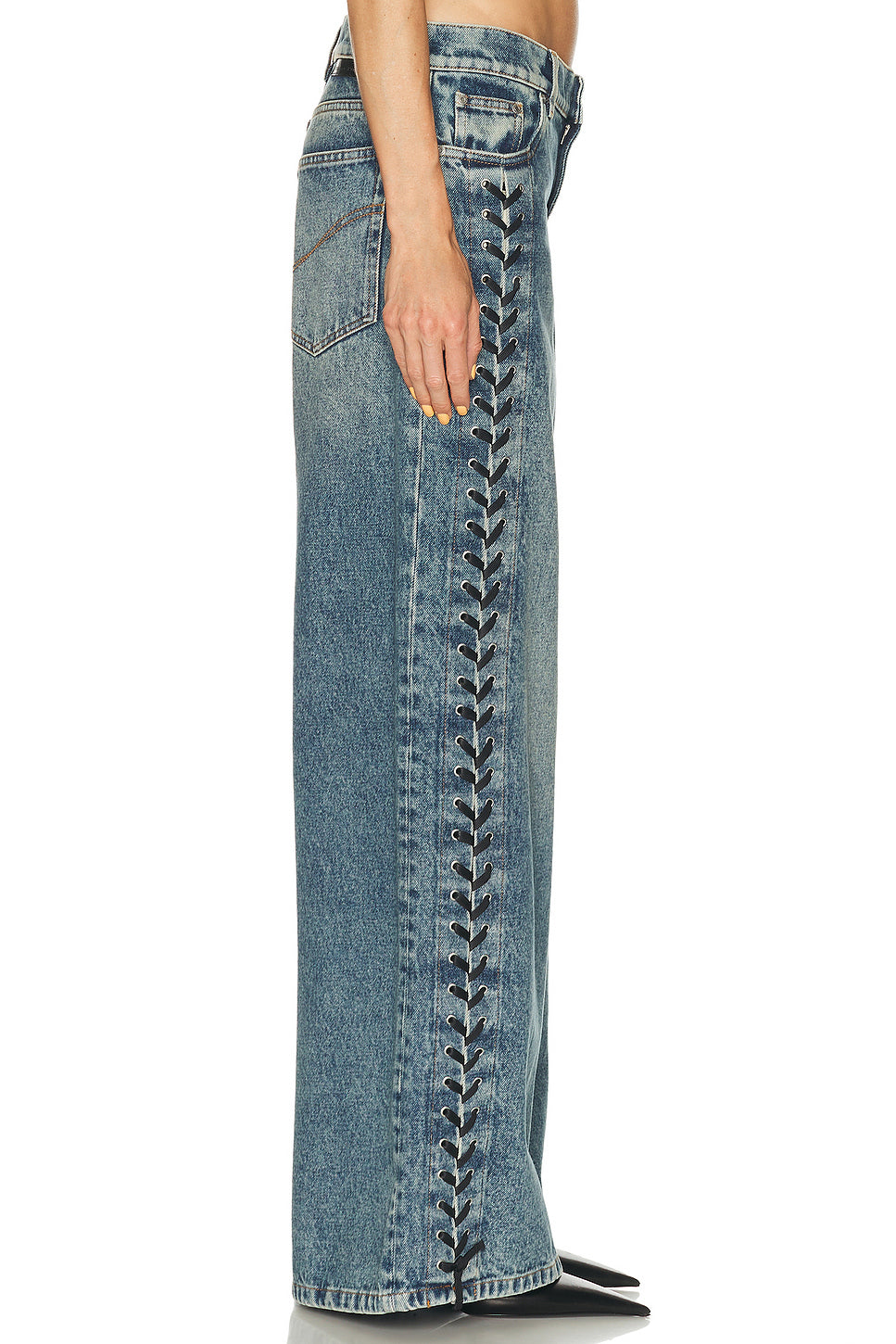 Laced Denim Wide Leg