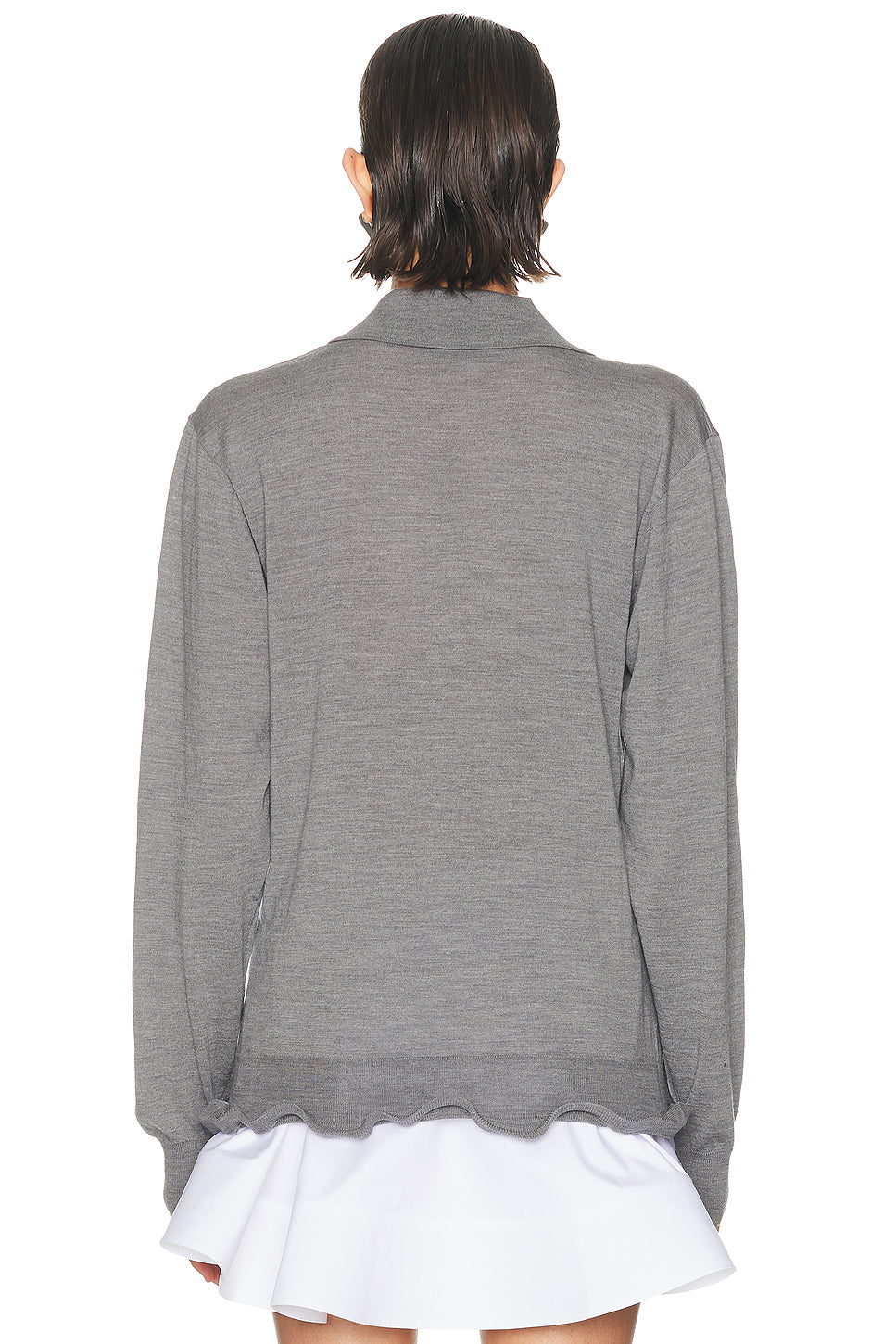 Light Wool Frill Polo Sweater