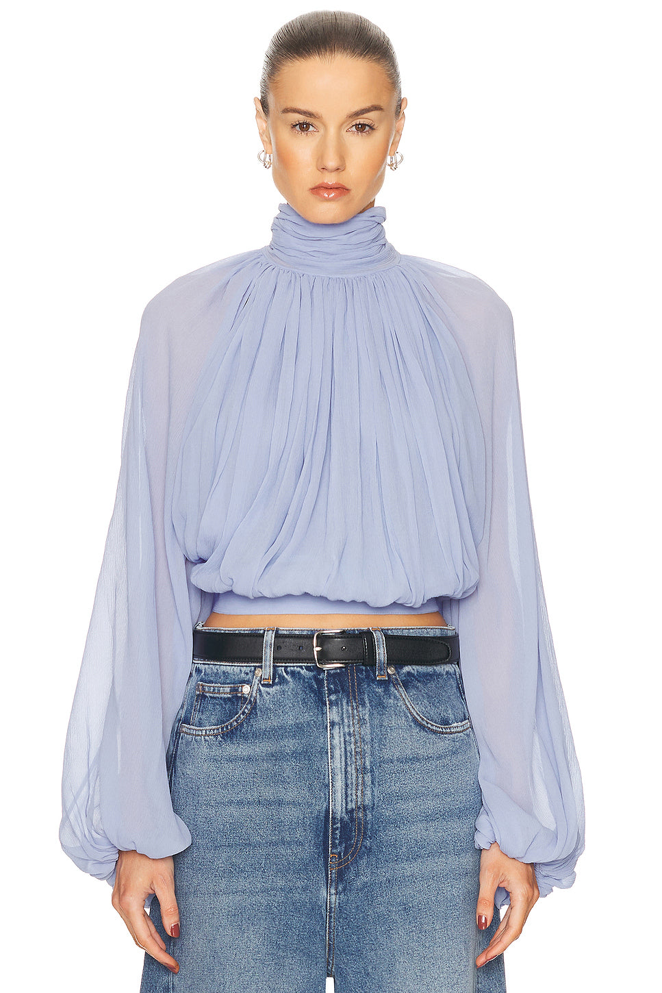 Creponne Drape High Neck Top